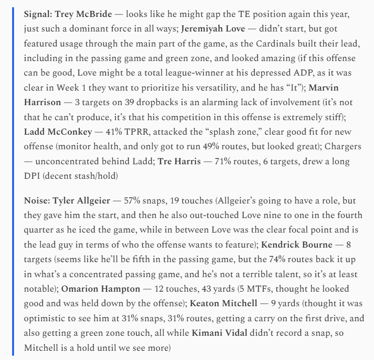 YardsPerGretch's tweet photo. Every week, all season, I recap every game, in depth, including the biggest "Signal" and "Noise" 

✅Watched every snap of every game Sun/Mon
✅~30 min+ per team analyzing/writing up Mon/Tue
✅Every player, all 32 teams, recalibrated
✅Signal and Noise bullets https://t.co/4C1f2CprZo