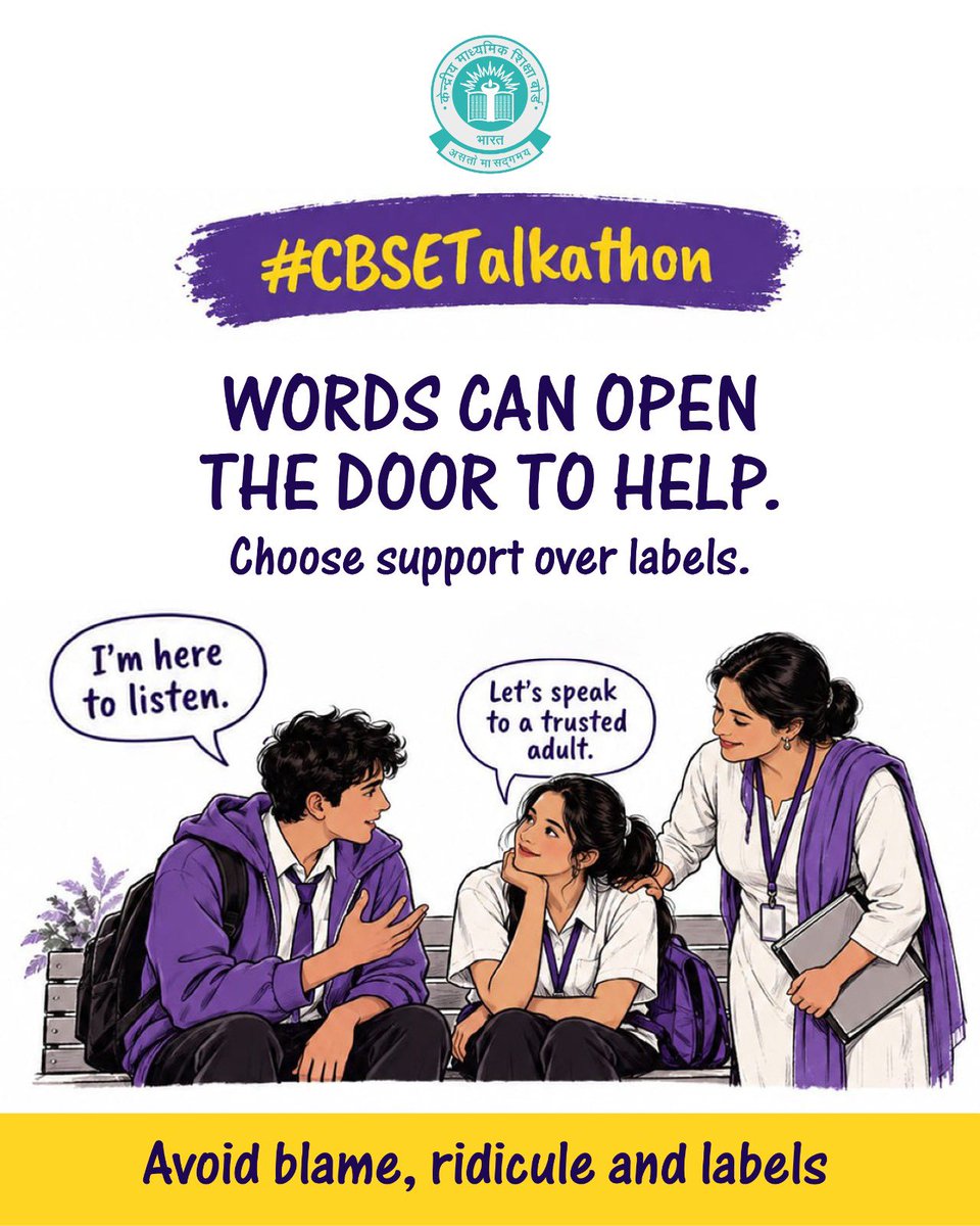 cbseindia29's tweet photo. Have a question about substance dependence, peer pressure, prevention, myths or where to seek support?

Don’t keep it to yourself—ask away!

Ask your question using #NashaMuktYuva and #CBSETalkathon here on X, and our expert panel may take it up live during the CBSE Talkathon.

20th September 2026 | 6 PM IST
Live on CBSE’s Official YouTube Channel
🔗 https://t.co/Q8q9moazE0