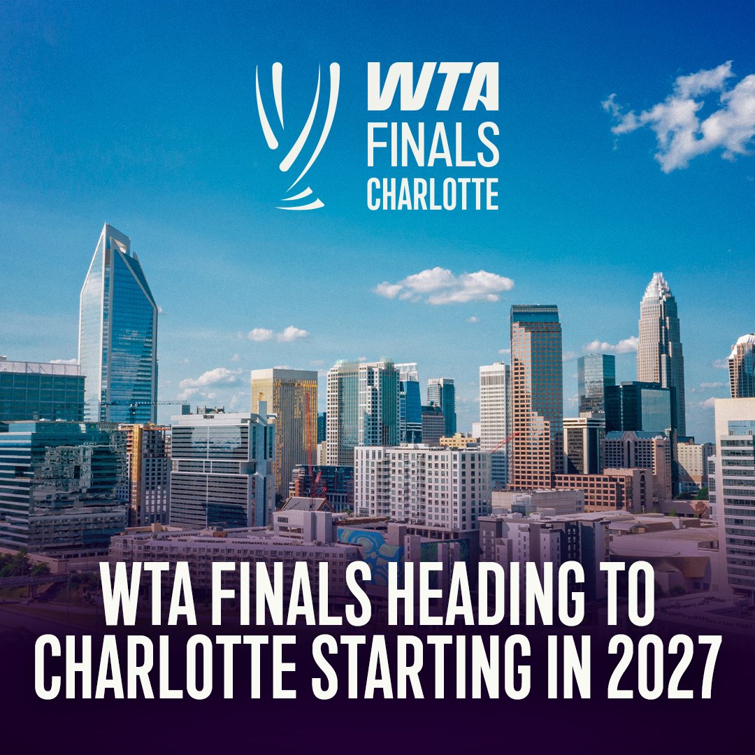 WTA's tweet photo. A new chapter awaits 🙌

Charlotte, North Carolina, will become the home of the WTA Finals from 2027! This new beginning brings the season’s top singles players and doubles teams together, to compete for the most prestigious title in women’s tennis 🏆

Find out more: https://t.co/ZxhOeu4deQ

#WTAFinals