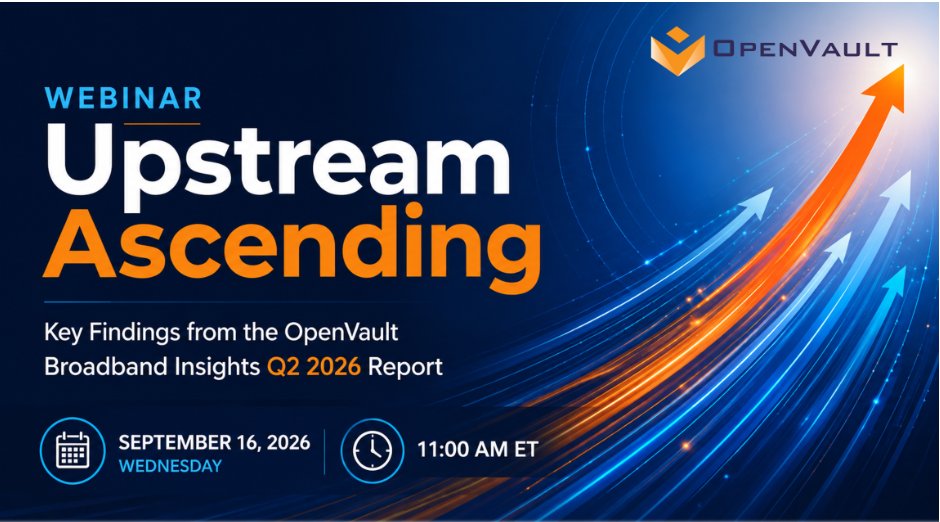 OpenVault's tweet photo. It’s not too late! ⏰ Join the 2Q OVBI: Upstream Ascending webinar to explore what’s driving record upstream growth—and how AI-assisted workflows, cloud connectivity and changing subscriber behavior are reshaping network planning.

Reserve your seat! #OVBI
https://t.co/6cNxNUQNpO https://t.co/Tvt7mULEH1