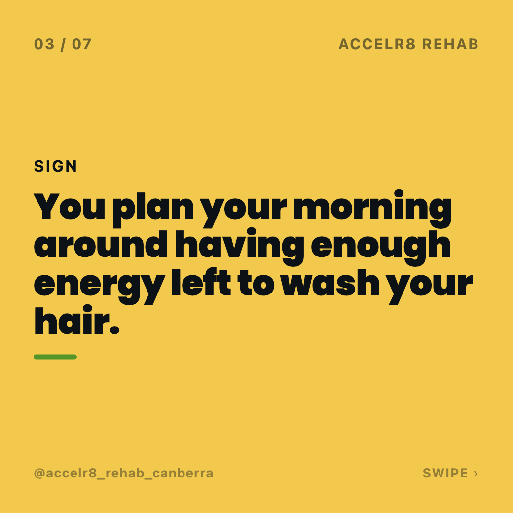 Dannyos's tweet photo. If your morning is planned around having enough energy to wash your hair, or you sit down halfway through a shower, that is not unfit. It just means nobody has looked at your actual day yet. We start there. #Accelr8Rehab https://t.co/qPsqqcJMIJ