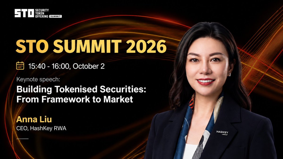 HashKeyRWA's tweet photo. HashKey RWA at STO Summit 2026 🇰🇷

Anna Liu, CEO of HashKey RWA, will be speaking at STO Summit 2026, an official core programme for digital assets and tokenised securities under the FSC-led Korea Premium Week 2026, taking place at the Korea Exchange (KRX) in Seoul.

Joining Korean policymakers, key market institutions and global financial leaders, Anna will share HashKey RWA’s experience in bringing tokenization frameworks into real-world market application.

🎙 Building Tokenised Securities: From Framework to Market
📅 October 2 | 15:40–16:00
Event details: https://t.co/RTvQedDdKW