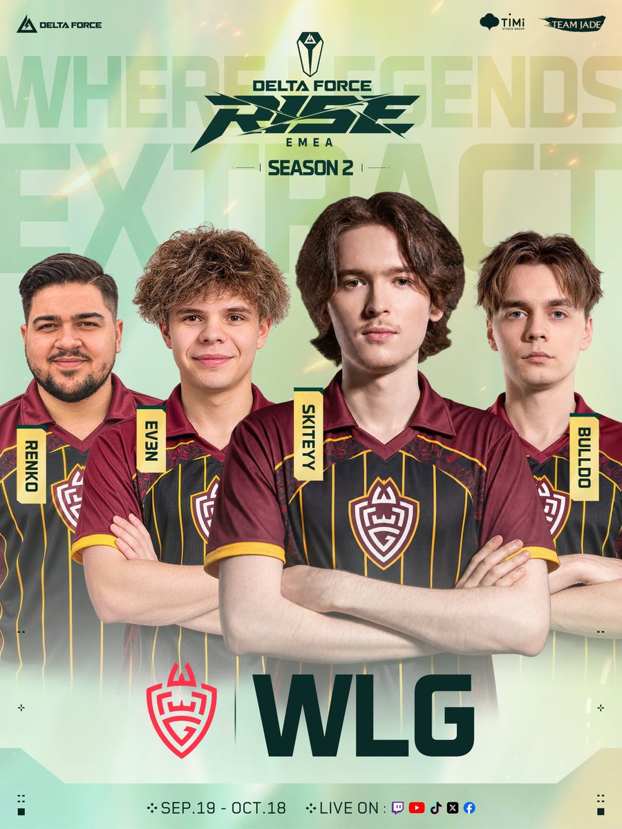DFGameEsports's tweet photo. Meet your RISE Series EMEA S2 teams — 3/3

VASA
@WIP_EsportsTeam
@WLGgr
@9zTeam

The final four complete the EMEA lineup.

See you on September 19.

#DeltaForce #DFesports #DFRise https://t.co/oi0L0UOGWB