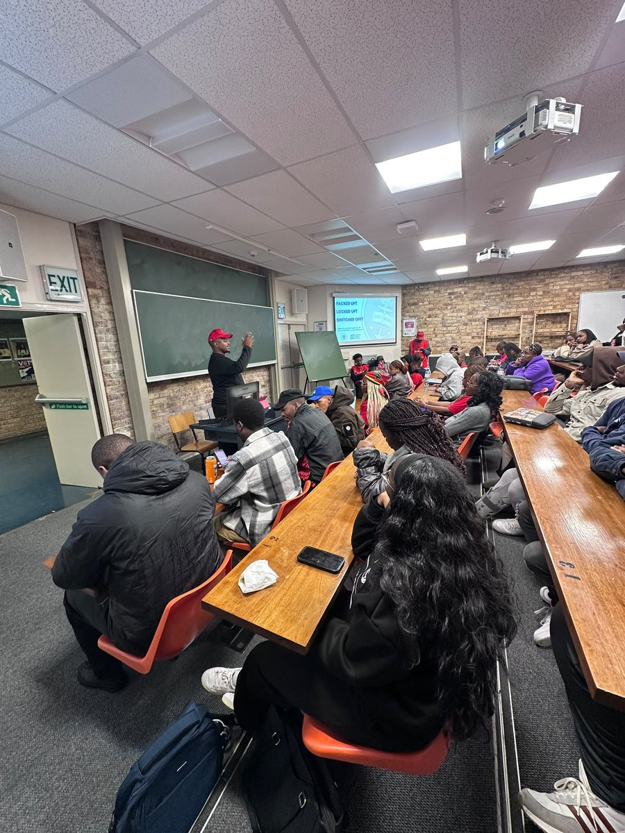 EFFYouthCommand's tweet photo. #ICYMI | EFFYC Convener, Commissar @SihleLonzi, at the University of Cape Town (UCT) ahead of the Student Representative Council (SRC) Elections.
Victory is certain!
#VoteEFFYC https://t.co/nwc5CuNIuG