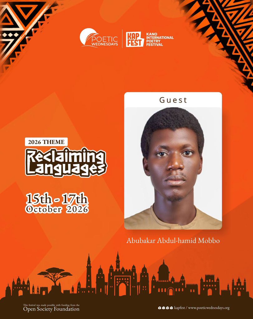 Kanopoetryfest's tweet photo. Mobbo Bari is joining us at #KAPFEST26!

Look, we intend to give you a show like no other. 

The stage is set, the poets are ready, and the experience is waiting for you. Have you gotten your ticket yet? Grab yours using this link: https://t.co/kB30EElI7m

15–17 October 2026 | Kano