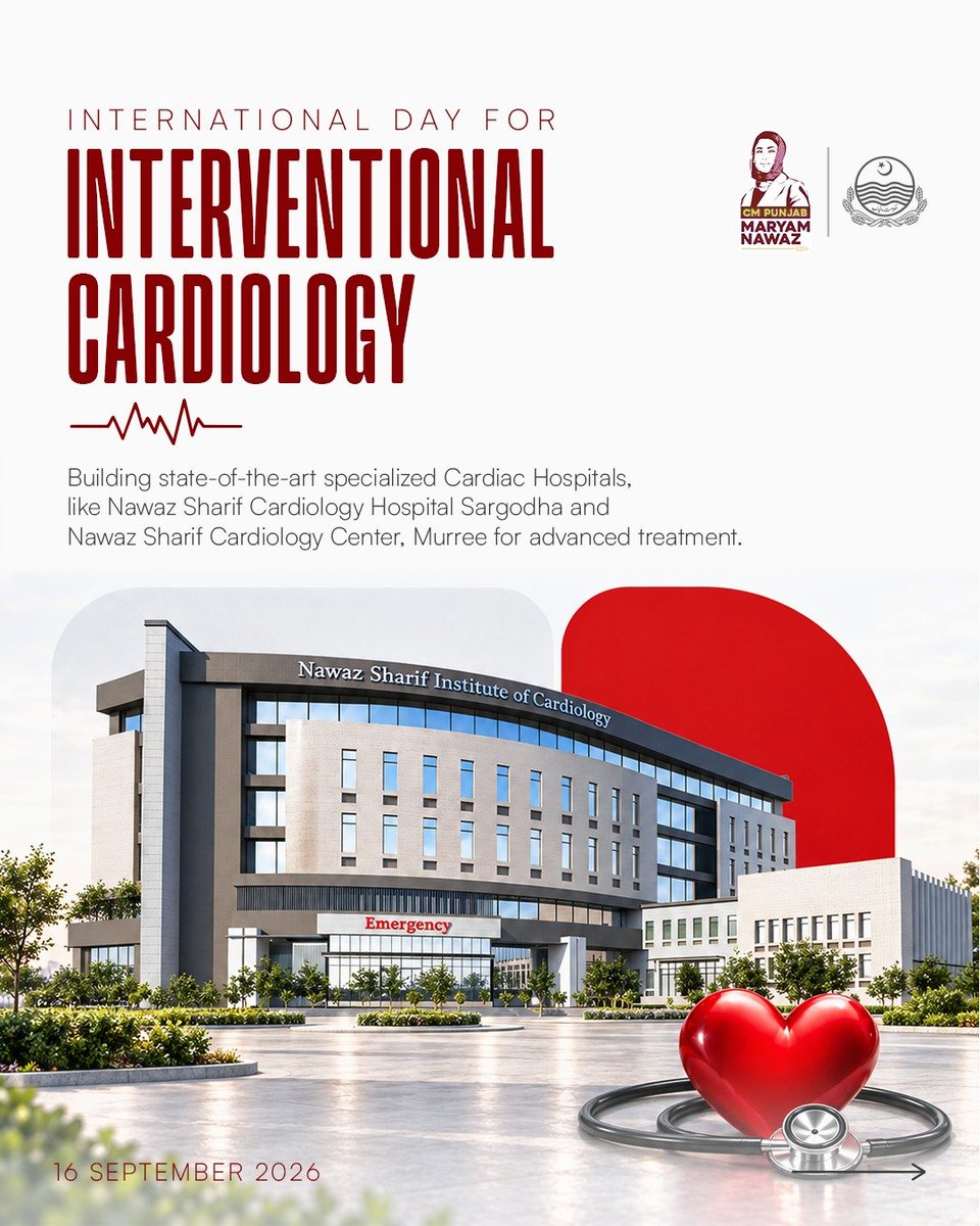 HP_GoP's tweet photo. Interventional cardiology has transformed the treatment of heart diseases by making life-saving procedures possible without major surgery. On this day, we acknowledge the importance of timely access to these specialized services.

Punjab is witnessing major expansion in cardiac care under the leadership of CM Punjab @MaryamNSharif , including new cath labs and improved cardiology facilities.