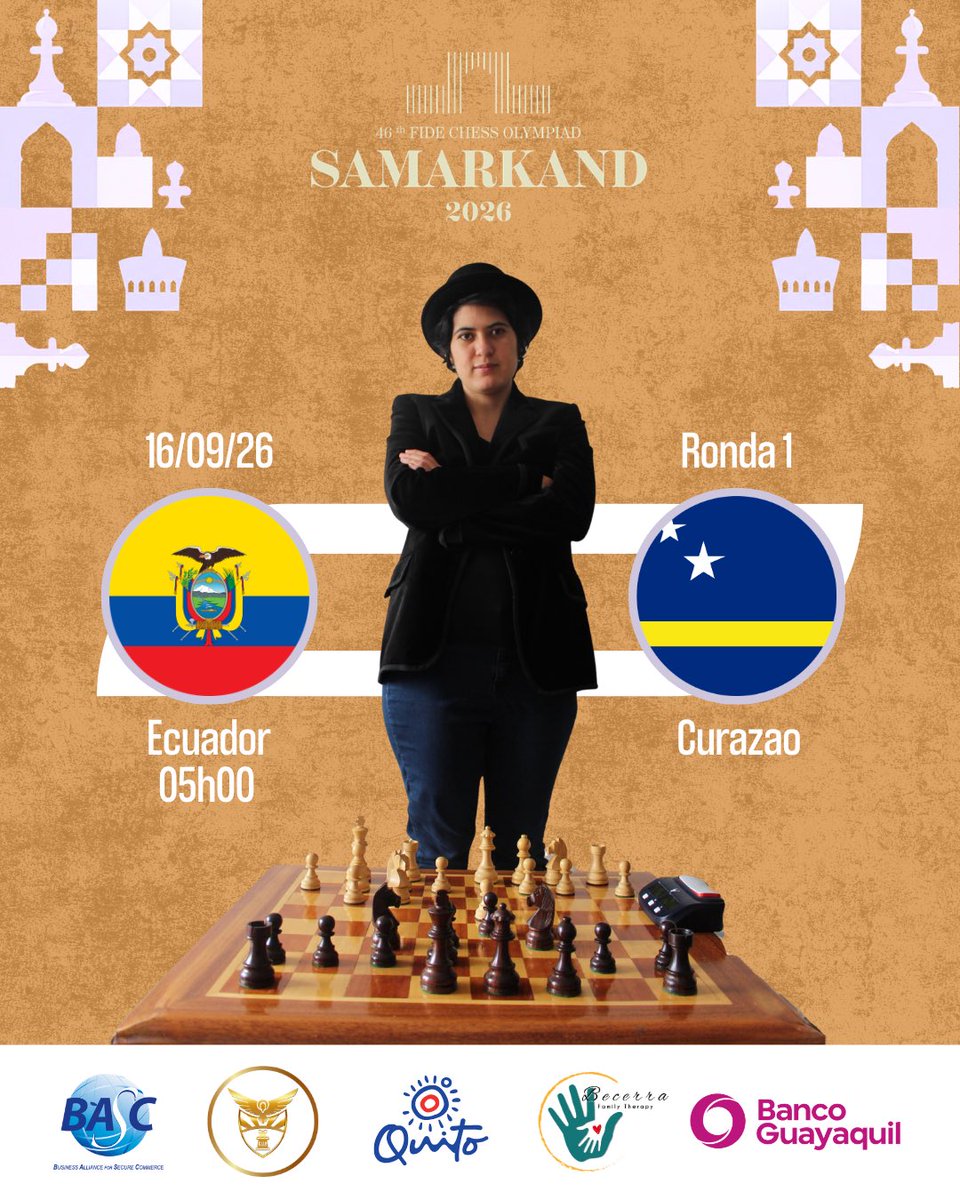 HerediaCarla's tweet photo. Hoy debuta Ecuador 🇪🇨 en la Olimpiada de ajedrez en Uzbekistán 🇺🇿. Nos enfrentamos a Curazao 😬 https://t.co/2fYfk1lV4c