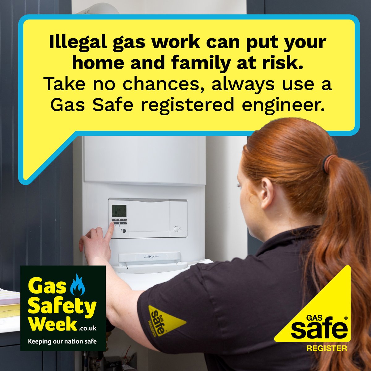 scotfire_glasgo's tweet photo. Anyone carrying out gas work for you must be Gas Safe registered. If they’re not, they’re working illegally.
Cutting corners to save money is not worth it; it can put lives at risk and could cost more to fix.
Check your engineer is Gas Safe at
https://t.co/p5K7FlxKms #GSW26 https://t.co/ajYYbctPH8