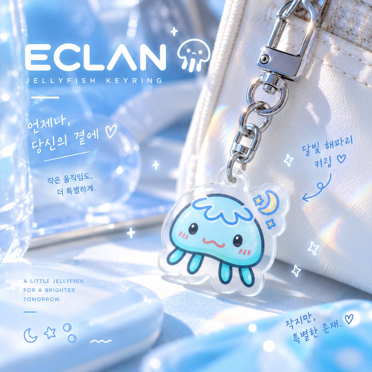 ECLAN_off's tweet photo. 작고 말랑한 달빛 해파리를 키링으로 데려왔어요. 🫧

ECLAN의 보름달물해파리 마스코트를 담은 아크릴 키링입니다.

달빛과 별 포인트가 들어간 귀여운 일러스트

가방, 파우치, 열쇠 등에 달기 좋은 아크릴 키링
작고 부담 없는 데일리 소품

일상 한쪽에 가볍게 데려가 ��세요. 💙 https://t.co/cKrl8dON99