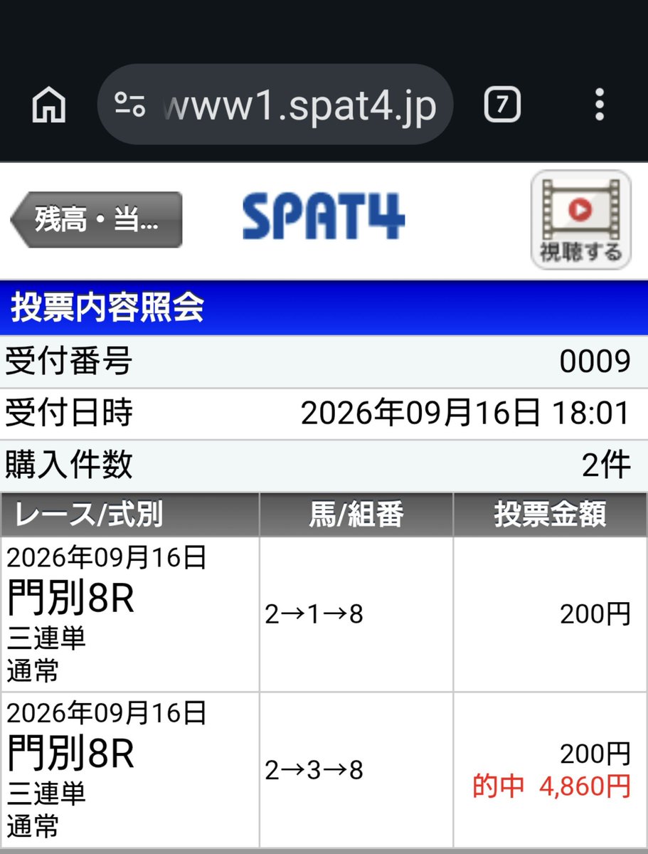 sam4111111111's tweet photo. 門別8R9R
3連単2連勝👍 https://t.co/YWxaL7t872