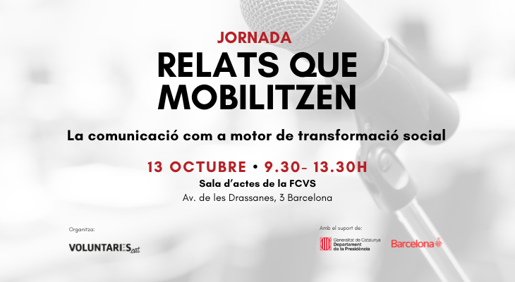 voluntaris_cat's tweet photo. 📣 Com comuniquem l’acció social perquè el nostre relat no només expliqui, sinó que mobilitzi?
El 13 d'octubre, a #Barcelona, celebrem 'Relats que mobilitzen', una jornada de la #FCVS per compartir experiències i repensar narratives.
#RelatsQueMobilitzen
https://t.co/emM7sxrvF0 https://t.co/sn5tFsMaqm