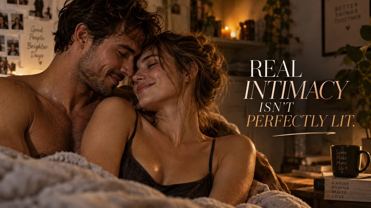 SecHeal_US's tweet photo. Real intimacy isn’t a perfectly lit performance.

Bodies sweat. Body hair exists. Breathing gets uneven. Someone laughs.

None of that makes the moment less sexy. It makes it human. 🫶

#AdultWellness #BodyPositive https://t.co/B3BhWnrCyL