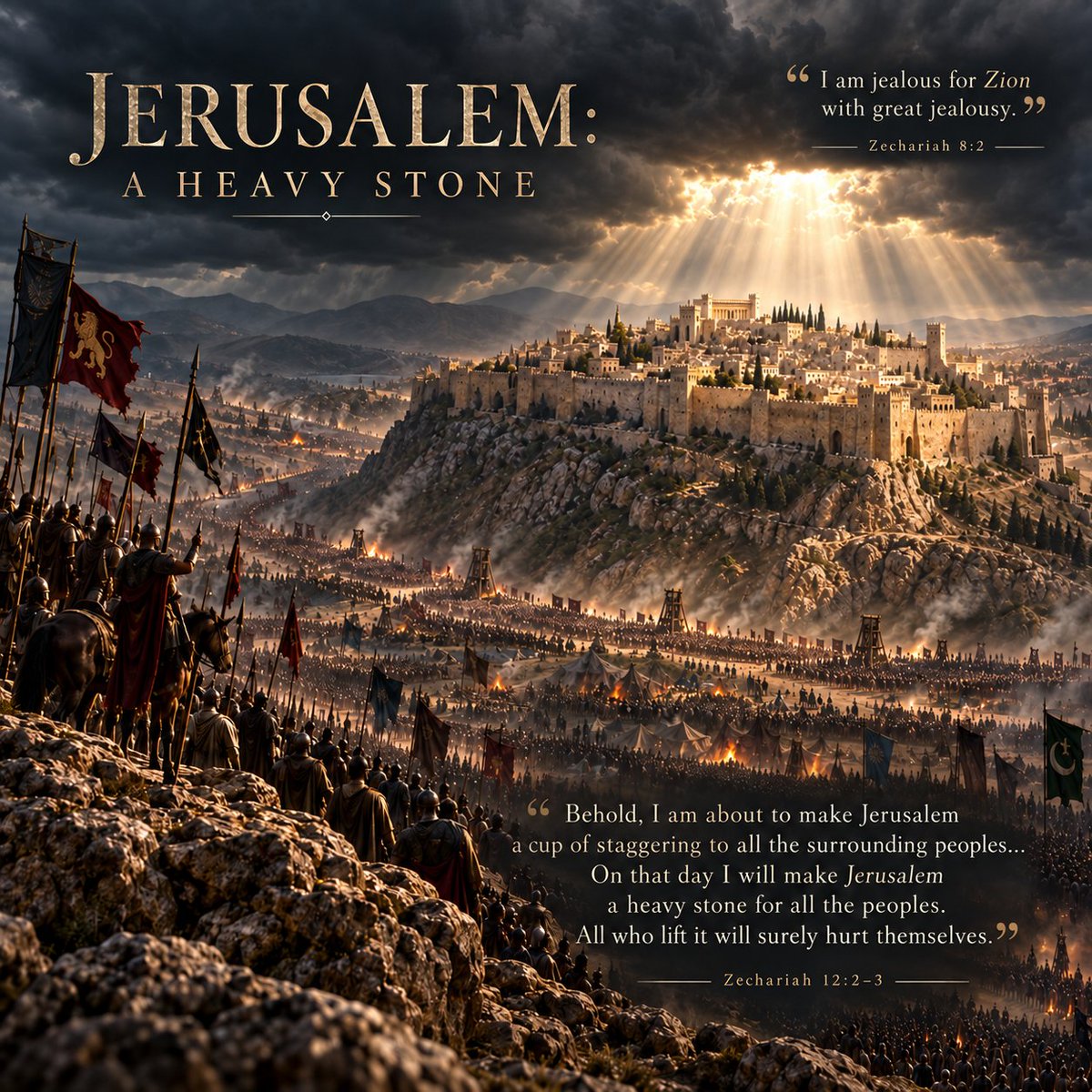 Mark_Wilson_25's tweet photo. A WARNING TO THOSE WHO RAGE AGAINST ZION

Before you declare Zion rejected, make sure you are not declaring God unfaithful.

Listen to the LORD:

“I am exceedingly jealous for Jerusalem and for Zion.”
Zechariah 1:14
“I am jealous for Zion with great jealousy.”
Zechariah 8:2

Those are covenant words.
God judged Israel.

God scattered Israel.

God disciplined Israel severely.

But the same prophets who announced the judgment also announced the restoration.

“I will take you from the nations and gather you from all the countries and bring you into your own land.”
Ezekiel 36:24

Scattered in judgment.

Preserved among the nations.
Regathered to the land.

Brought to repentance.

Defended by the LORD.

Ruled by Messiah.

Jeremiah says Israel will cease being a nation before God only when the fixed order of the sun, moon, and stars ceases.

Jeremiah 31:35–37.

Then Paul asks the question directly:

“Has God rejected his people?”

“By no means!”
Romans 11:1

Why?

“For the gifts and the calling of God are irrevocable.”
Romans 11:29

Believing these promises does not require defending every action of a modern Israeli government.

No earthly government is beyond criticism.

The issue is much larger:

Has God revoked His promises concerning Israel, Jerusalem, and Zion?

Scripture says no.

Consider something remarkable.

Zion is mentioned more than 150 times in the Old Testament alone, and its significance continues into the New Testament.

God repeatedly speaks of Zion.

He chooses Zion.

He loves Zion.

He promises to return to Zion.

He places His King in Zion.

He promises to defend Zion.

Yet somehow we are told that Zion eventually became irrelevant to the biblical story.

Charles Spurgeon saw the problem more than a century ago:

“I think we do not attach sufficient importance to the restoration of the Jews. We do not think enough of it.”

Spurgeon was even more direct elsewhere when preaching Ezekiel 37. He argued that the prophet was speaking about Israel itself, not merely giving us a picture of the Church, and affirmed a future restoration of the Jewish people to their land.

And Zechariah tells us where history is headed.

“I will make Jerusalem a heavy stone for all the peoples.”
Zechariah 12:3

The nations gather against Jerusalem.

Then the LORD intervenes.

“Then the LORD will go out and fight against those nations.”
Zechariah 14:3

His feet stand on the Mount of Olives.

The mountain splits.

Jerusalem is delivered.

And then comes the declaration:

“The LORD will be king over all the earth.”
Zechariah 14:9

Psalm 2 had already announced it.
The nations rage.

The rulers gather against the LORD and His Anointed.

And God answers:

“I have set my King on Zion, my holy hill.”
Psalm 2:6

Joel adds:

“The LORD roars from Zion and utters his voice from Jerusalem.”
“The LORD is a refuge to his people, a stronghold to the people of Israel.”
Joel 3:16

So be careful before mocking Zion.

Be careful before celebrating Israel’s destruction.

Be careful before constructing a theology in which the Jewish people must disappear from God’s prophetic purposes.

The nations may rage.

Jerusalem may tremble.

Israel may stumble.

But God has not forgotten.

His calling is irrevocable.

His covenant purposes remain.

And Scripture gives the final word:

Psalm 129:5

“May all who hate Zion be put to shame and turned backward!”