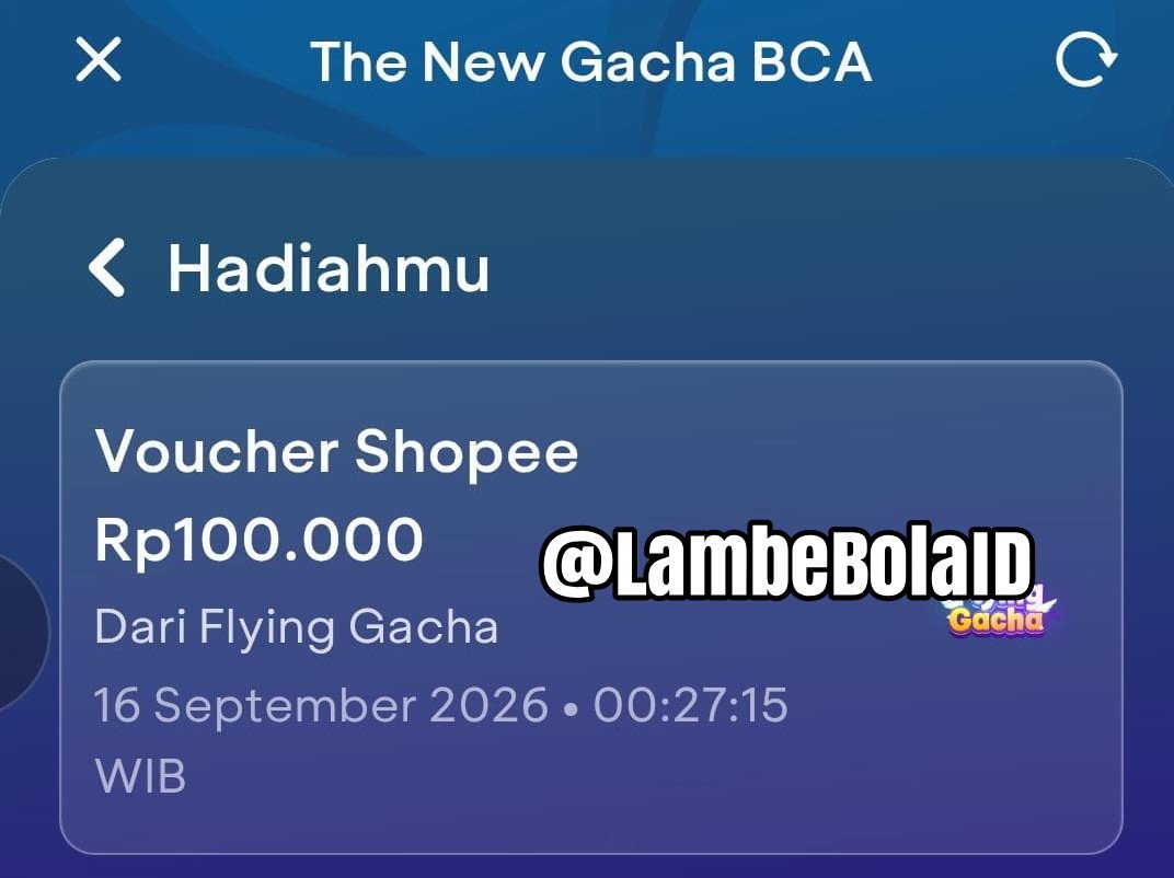 LambeBolaID's tweet photo. berawal dari iseng gacha eh. eh dapet voucher belanja Online 100k.
#BCA #MyBCA #TheNewGacha https://t.co/PhwK74oSRl