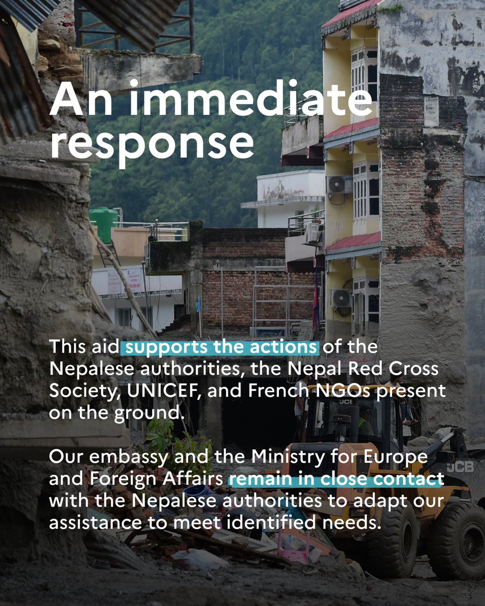 francediplo_EN's tweet photo. 🇳🇵🇫🇷 In the wake of the floods and landslides in Nepal, France provided 5 tons of emergency relief supplies and medicines to support affected populations. This aid supports the on-the-ground efforts of local authorities, the Nepal Red Cross Society, UNICEF and French NGOs. https://t.co/tLXmEksIW2