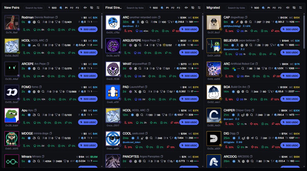 fairtrades69's tweet photo. The Arc trenches are finally live and you can trade them on @AxiomExchange with the lowest fees by using "save25".

Quick start guide to bridge and trade:

1. Use the best terminal to trade Arc:

- Go to https://t.co/NWJiJdq6da
- Sign up with code "save25"
- Unlock the best available cashback instantly
- Trade Arc coins with the lowest fees

2. Bridge (3-10 minutes):

- Jumper (fastest, best fills): https://t.co/lqtEEcaL57
- Official Bridge: https://t.co/JYKWR9gowQ

3. Add Arc Chain manually:

Use MetaMask, Phantom, OKX etc.

- RPC: https://t.co/FP3CzPEm5l
- Chain id: 5042
- Symbol: USDC 
- Decimals: 18

4. Import your wallet to your Axiom terminal.

Additional Infos:

You can automatically track KOL and FOMO wallets on the charts and start directly. Axiom is tracking most of them for you already.