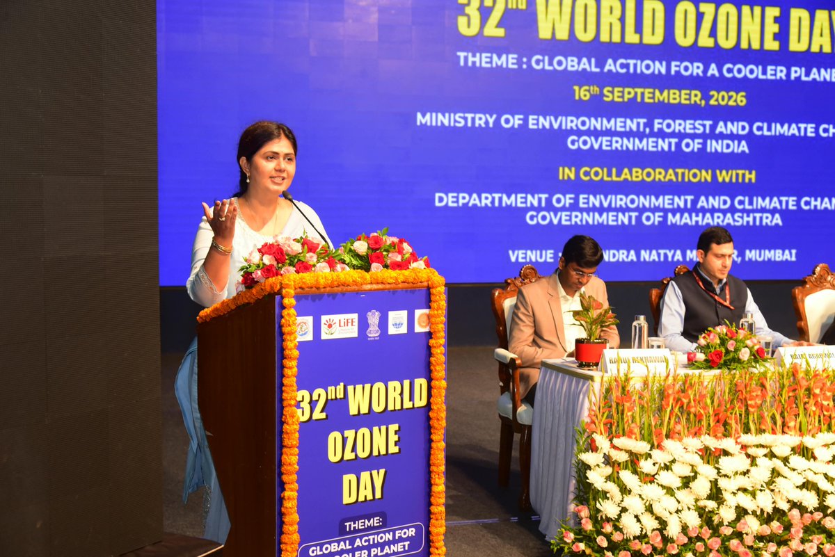 EnvironmentPib's tweet photo. India Reaffirms Commitment to Ozone Layer Protection &amp; Climate Action at 32nd #WorldOzoneDay Celebration in Mumbai

Country Has Exceeded Its Montreal Protocol Commitments Without Compromising Development: MoS Shri @KVSinghMPGonda 

@byadavbjp 

#NetZero
📝
https://t.co/KEr76lc8pd https://t.co/2U3qgZjuny