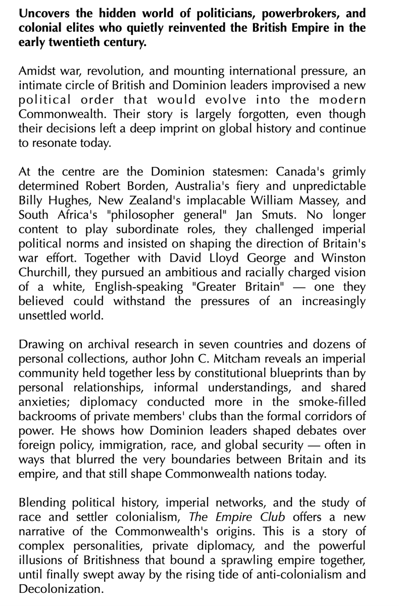 flr_louis's tweet photo. John C. Mitcham - The Empire Club

The Great War, White Supremacy, and the Making of the British Commonwealth

À paraître en août aux Oxford UP https://t.co/85iDSUJwgB