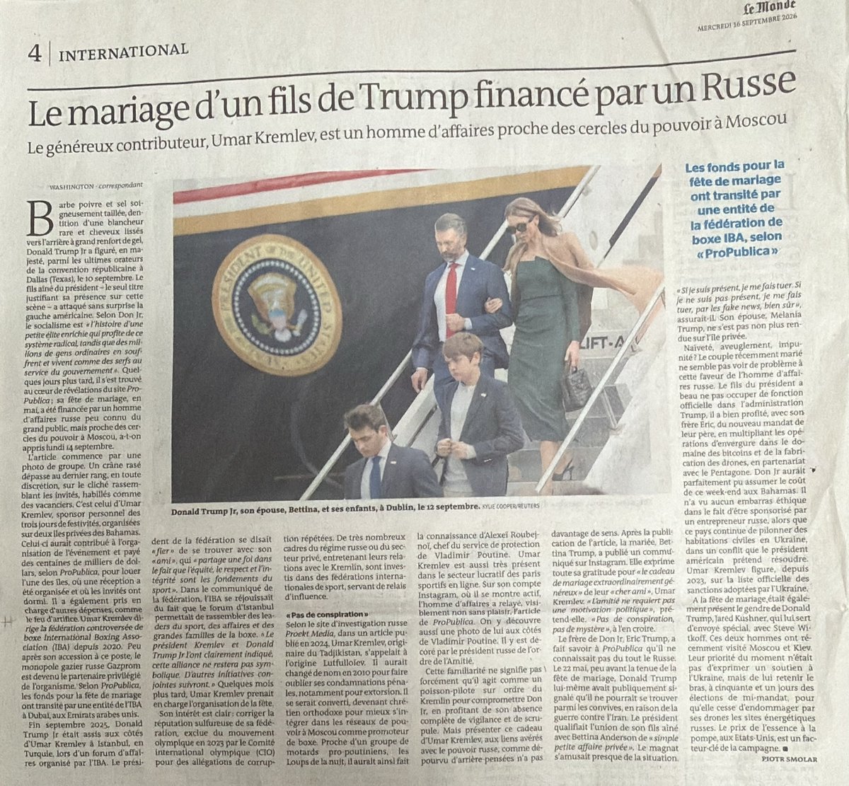 Menard_off's tweet photo. Un mariage à plusieurs centaines de milliers de dollars, des îles privées. Et la facture payée par un proche de #Poutine... On appelle ça un cadeau ? Moi j’appelle ça de la corruption ! https://t.co/7g47pXOyNq