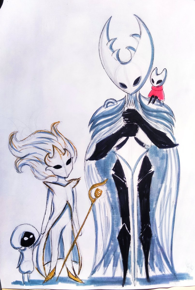 Vidrawsbugs's tweet photo. I can't draw this afternoon so here you have a doodle of the silken siblings and pale siblings meeting bc why not lol
#lace #phantom #purevessel #hornet #silksong #hollowknight https://t.co/WVLlF2l4za