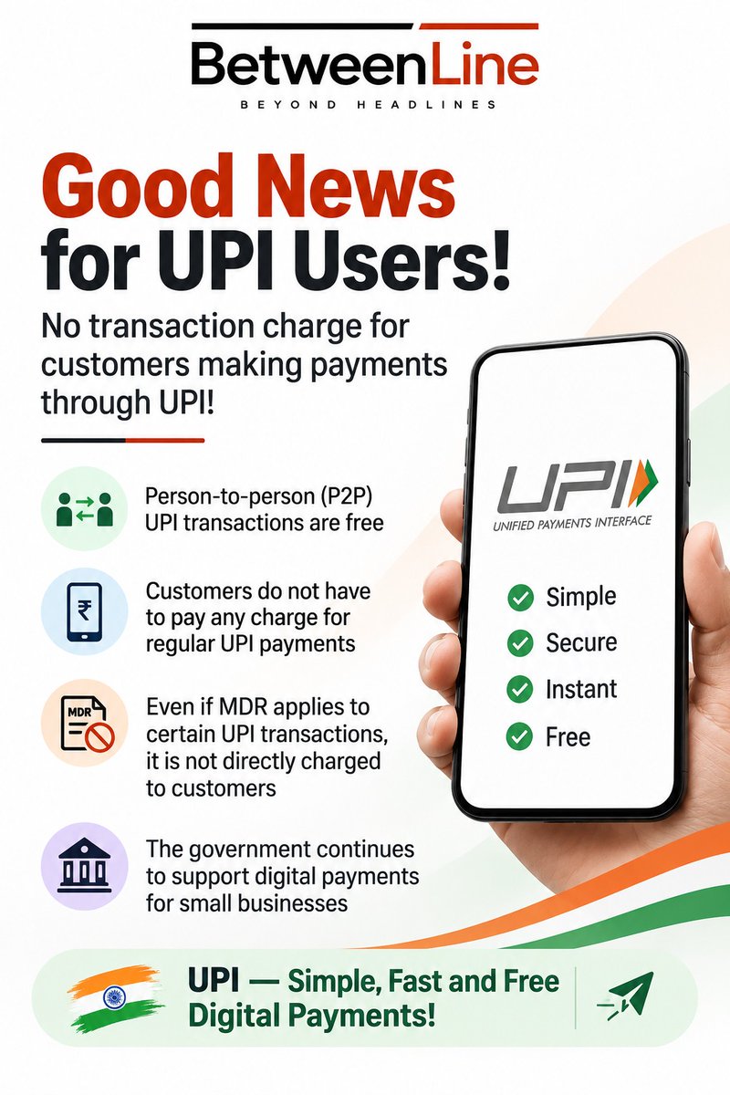 BetweenLinn1's tweet photo. Good News for UPI Users!

Send money through UPI without paying a transaction charge for regular person-to-person payments.

#upi #users #updates #news https://t.co/FbfniHFhHC
