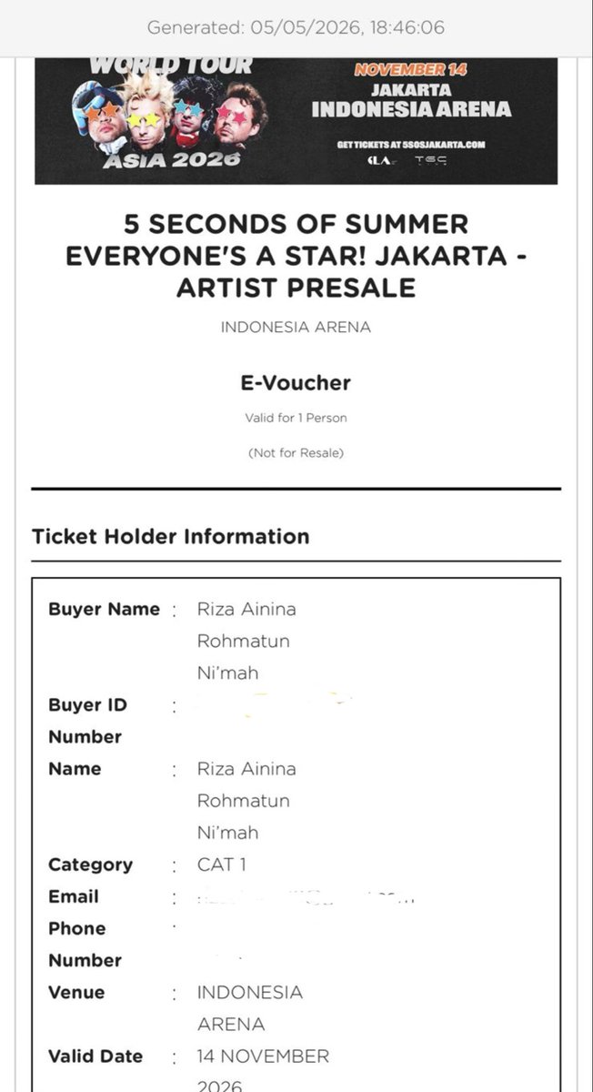 pritartns13's tweet photo. WTS tiket 5sos 14 nov cat 1 artist presale harga 2,1 juta. bisa nego yaa guys. nanti nonton bareng temen aku juga

aku ga jadi nonton krn sakit dan butuh recovery lama https://t.co/nrBeMKadXv