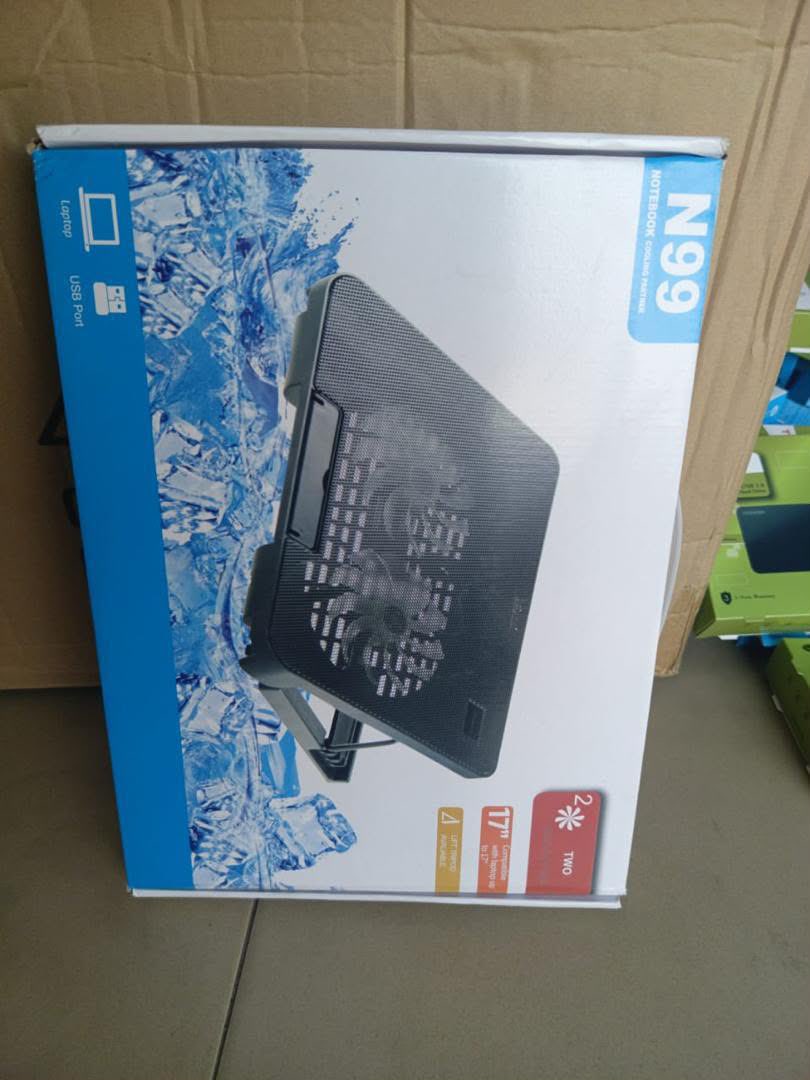 plugandplaygh's tweet photo. N99 LAPTOP COOLING PAD

SPECIFICATIONS:

· COMPATIBLE WITH LAPTOPS UP TO 17 INCHES
· DUAL FANS (2 FANS) FOR POWERFUL COOLING
· ADJUSTABLE HEIGHT SETTINGS (4 LEVELS)
· BUILT-IN USB PORT
· LAPTOP STAND &amp; COOLER IN ONE
· QUIET OPERATION

GHC 159.99 https://t.co/0GTddGC578