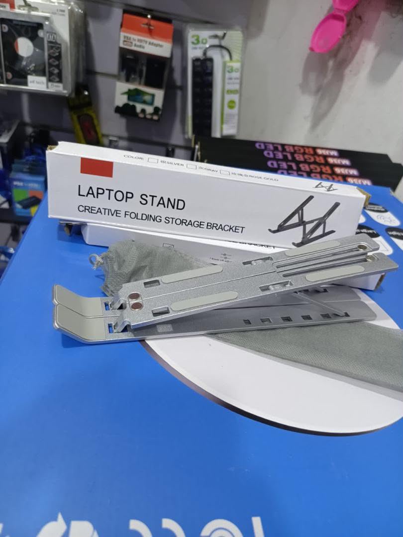 plugandplaygh's tweet photo. LAPTOP STAND
CREATIVE FOLDING STORAGE BRACKET

· ADJUSTABLE HEIGHT FOR ERGONOMIC VIEWING
· FOLDABLE &amp; PORTABLE DESIGN
· ALUMINUM ALLOY CONSTRUCTION
· HELPS WITH HEAT DISSIPATION
· COMES WITH STORAGE POUCH
GHC 99.99 https://t.co/E3K8HtsOiU