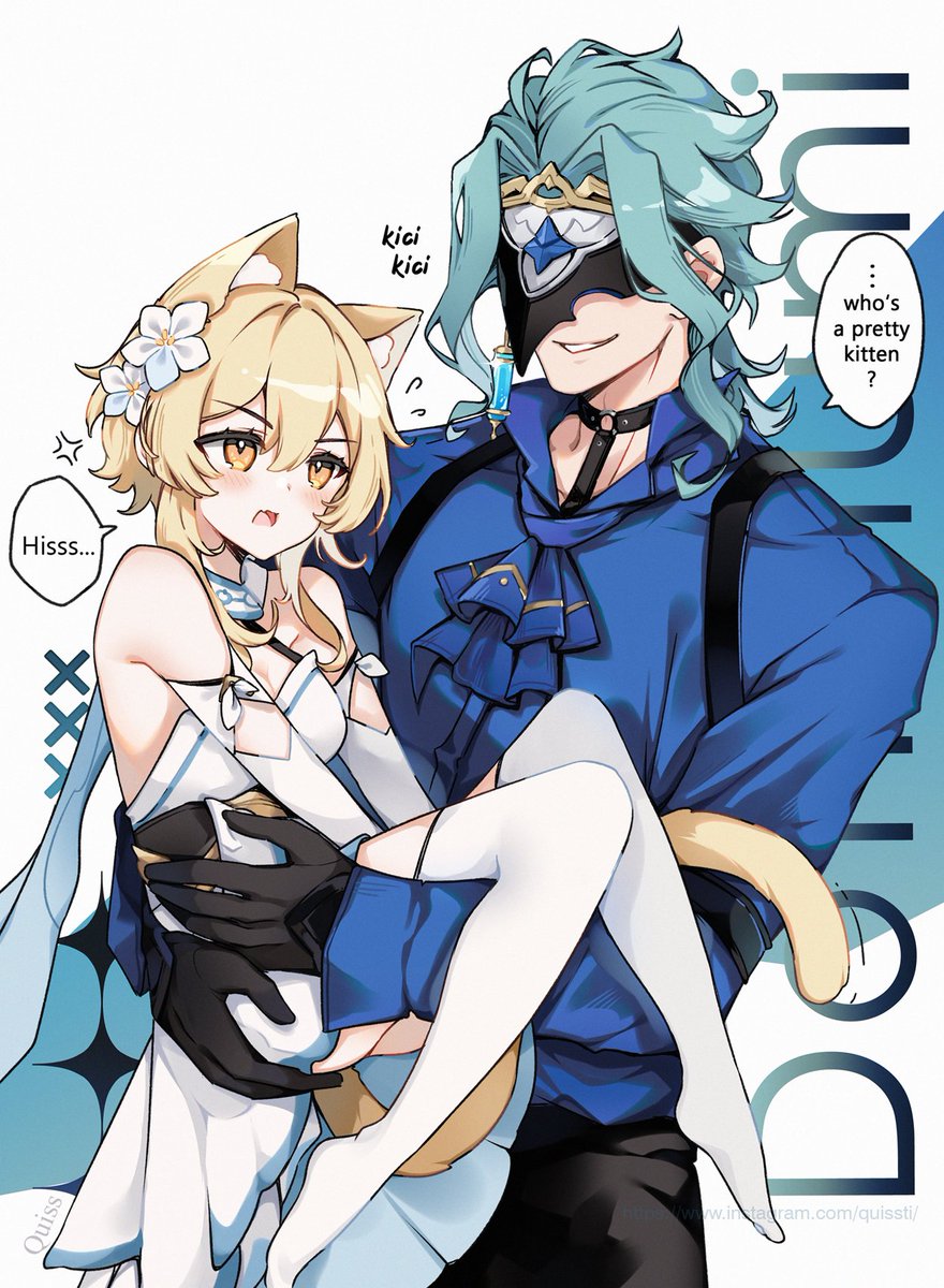 Quiss_'s tweet photo. Lumine just say "I am" please! QwQ

Learn polish with me: 
kici kici = pss pss
#dottore #dottolumi #lumine #genshinimpactfanart #dottorelumine https://t.co/8vi56yDrH9