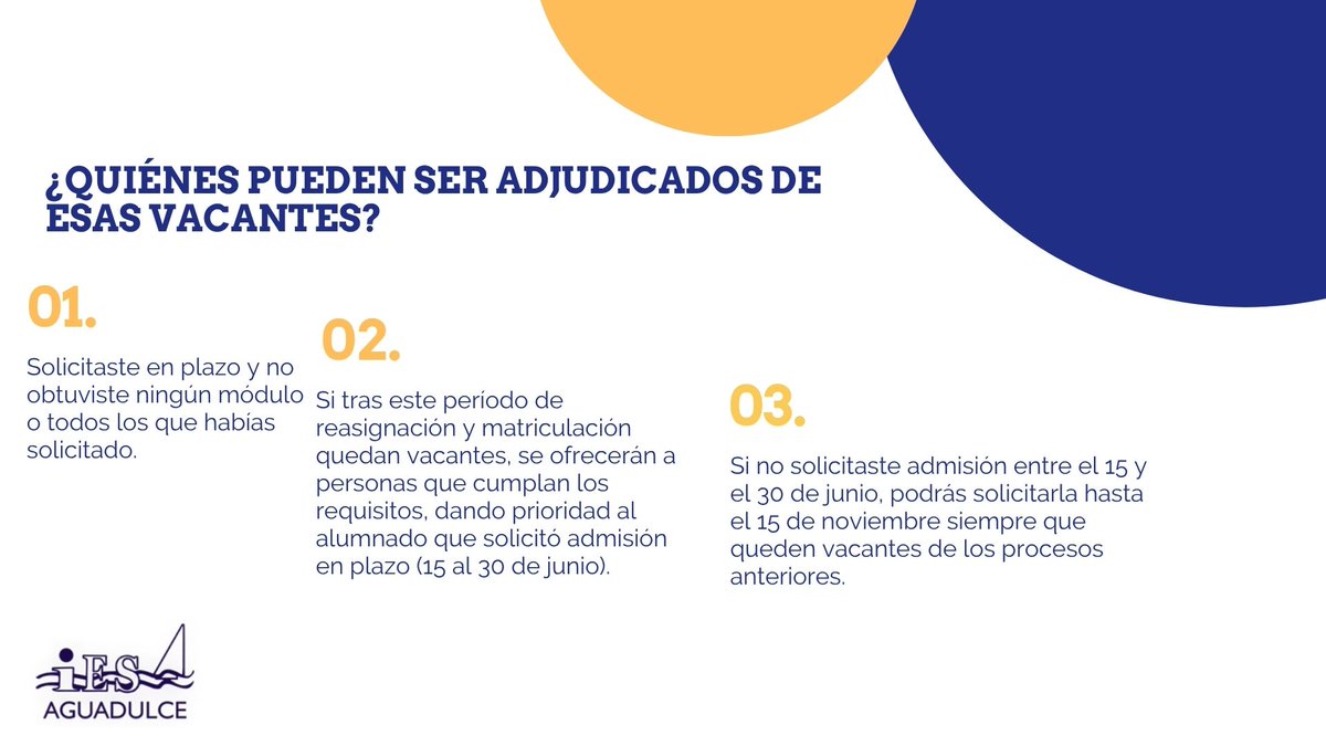 IESaguadulce's tweet photo. Ayer se publicó la reasignación de módulos en la Oferta Modular Diferenciada en modalidad virtual en Secretaría Virtual.
Si te han adjudicado algún módulo, debes formalizar tu matrícula en la Secretaría Virtual tan pronto como el trámite esté disponible: https://t.co/eRQNqFeGE4 https://t.co/0WmnzDZrKO