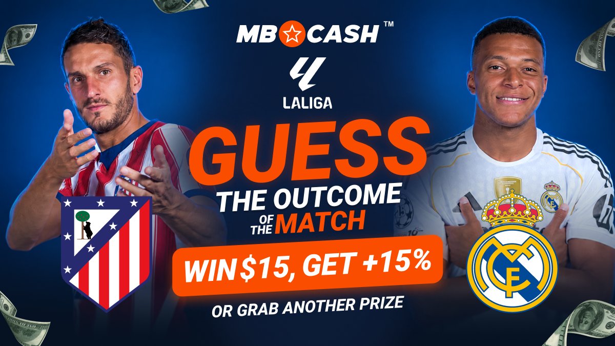 MBC_worldwide's tweet photo. 🔥 MADRID DERBY GIVEAWAY! 🔥

Guess the outcome and grab your reward 🤑

🏆 1 winner → $15
🎁 1 winner → +15% 
💰 2 winners → +1% commission on D&amp;W

1️⃣ Follow @MBC_worldwide
2️⃣ Like &amp; retweet
3️⃣ Comment: Atlético Madrid, Real Madrid, or draw
4️⃣ Share your Cashpoint ID https://t.co/Z6VzA4riIP