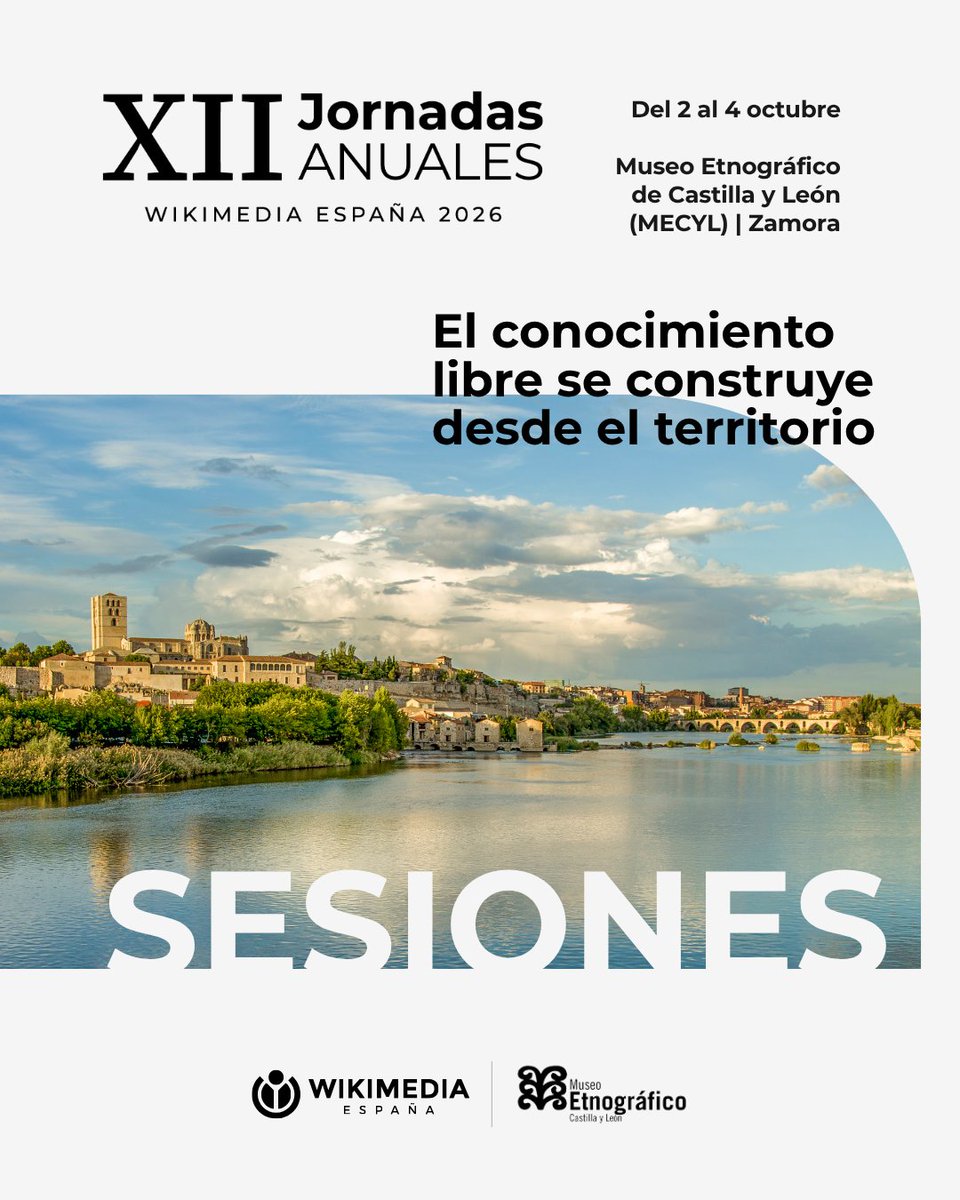wikimedia_es's tweet photo. #WMES2026 | ⏳ ¡Últimos días para inscribirse!
.
Del 2 al 4 de octubre, nos encontramos en Zamora para compartir proyectos y experiencias sobre conocimiento libre.
.
🏛️ Patrimonio, cultura y memoria
🤝 Comunidades, participación y acceso
🤖 Tecnología, datos e IA https://t.co/wCeGn07ElR