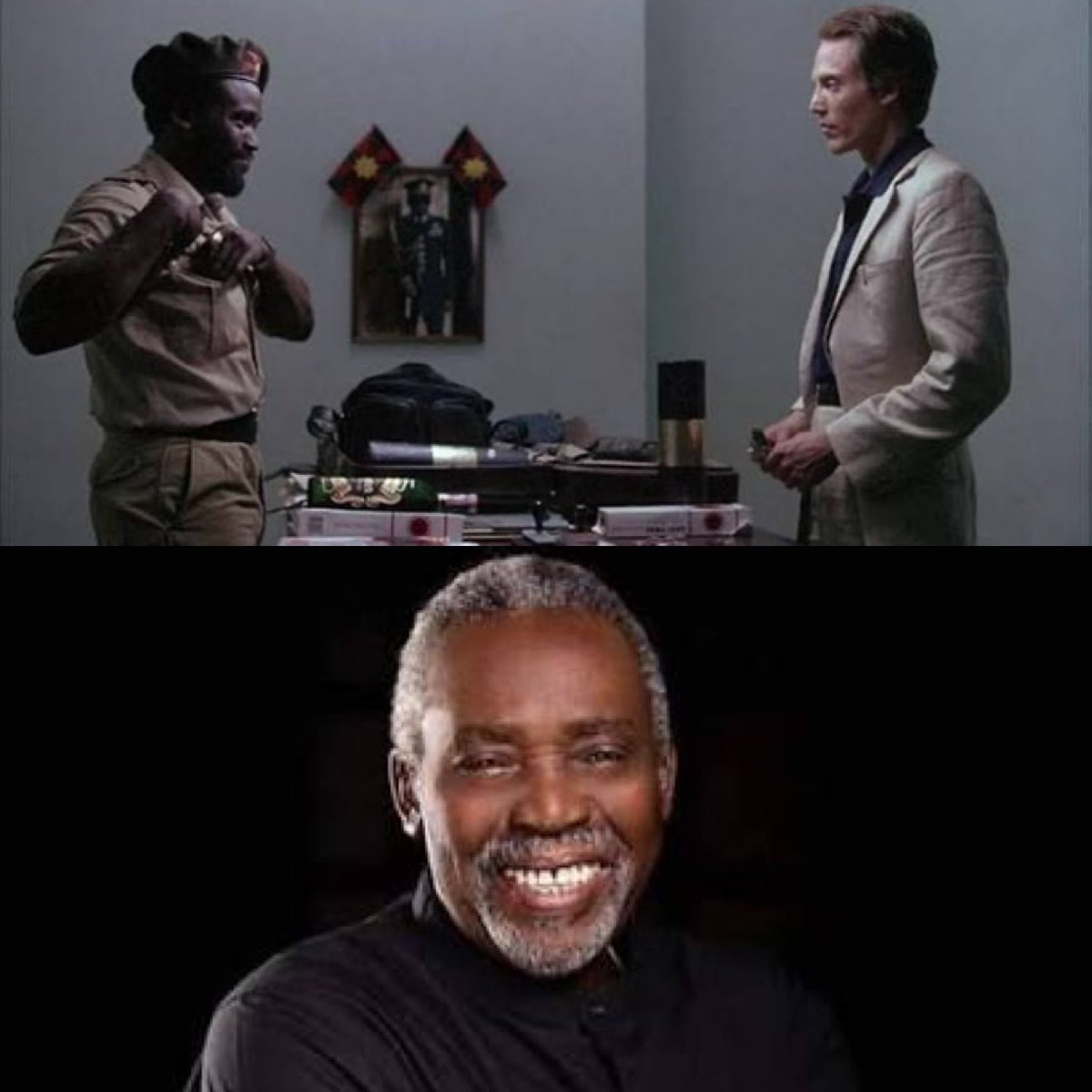 renoomokri's tweet photo. Oludotun Baiyewu Jacobs, better known as Olu Jacobs, was a National Icon and a source of pride for Nigeria, whose pioneering role as an international thespian inspired many of our countrymen and women and drew many of today's stars into television and movie acting. 

As children, we watched in awe as one of us starred in multiple British sitcoms and several global blockbuster movies, after his training at the Royal Academy of Dramatic Art, which first led him into theatre and from the stage to the silver screen, including a stint in the runaway British TV hit series, The Professionals, amongst many others. He had no contemporaries amongst his fellow citizens in this regard—absolutely none!

Along with his mentor, the late great Chief Hubert Ogunde, he was the real Grand Old Man of Nollywood, having become a global star as far back as the seventies and early eighties, with such movie credits as the Dogs of War, in which he started with the respected Christopher Walken (pictured), himself once a Bond Villain, as well as featuring in a Roman Polanski film, Pirates. 

He also gladdened the hearts of many fans through his many commercials and adverts, which are now classics and bring up fond nostalgia. 

Because of the modesty of Ogunde and Jacobs, and especially Mr Jacobs, who starred in hundreds of Nollywood movies, less deserving individuals have made pretences to their title of Nollywood Pioneers, but history makes their claims hollow. 

We will miss this great African who has passed into ancestor-hood at the great age of 84. We pray that God Almighty grant the family he left behind succour, especially Auntie Joke Sylvia, his wife and fellow actor, and their children. 

A grateful nation will miss Mr Jacobs, who, thankfully, got the Member of the Order of the Federal Republic (MFR) title in his lifetime. 

Adieu, great sir. Until we meet to part no more. 

Bemigho Reno Omokri