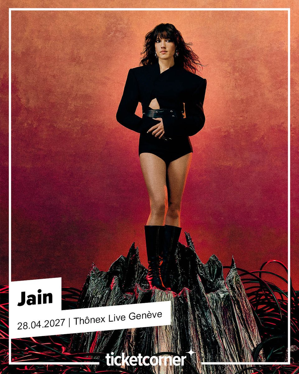 ticketcorner_R's tweet photo. 🌋 #Jain revient avec «Soul System», un 4e album, plus frontal et incandescent que jamais.
Rendez-vous le 28 avril 2027 à Thônex Live pour une expérience libre, sensuelle et furieusement vivante, entre électro, rock, funk et clubbing.
🎫: https://t.co/zJoE32J3EN #Ticketcorner https://t.co/hf08qRWvbM