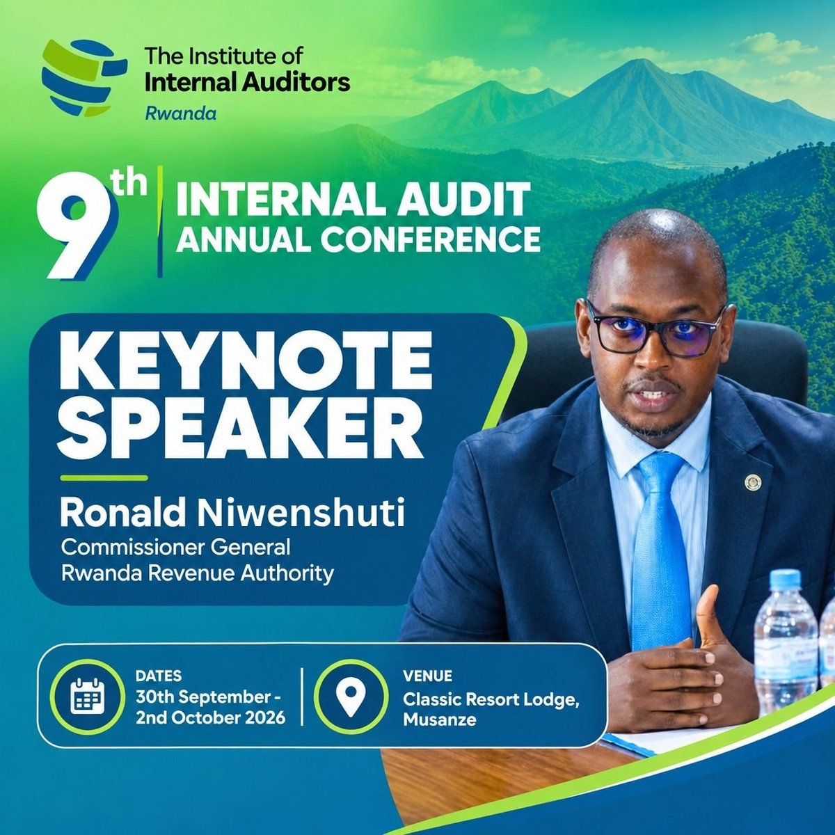 iiarwanda's tweet photo. We are honored to welcome @RNiwenshuti2 , Commissioner General of the @rrainfo , as the Keynote Speaker at the #9thIAAC. https://t.co/nZUMvmN0cT