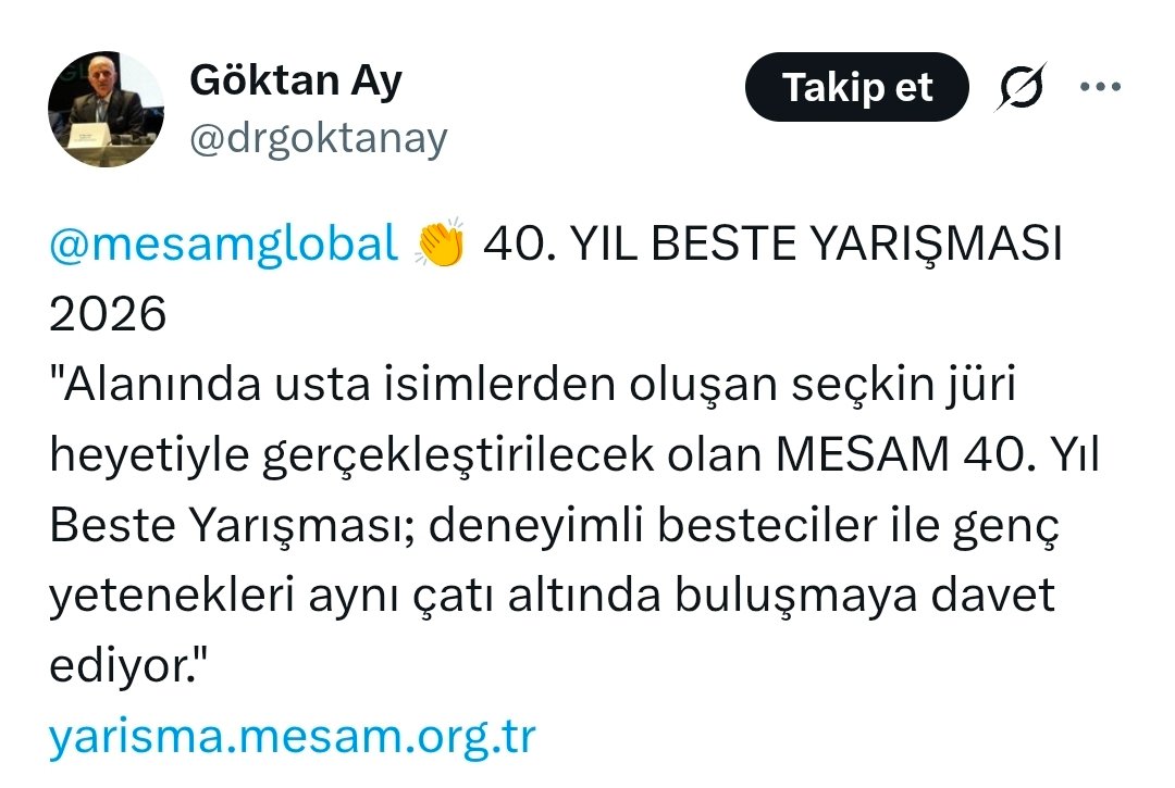 The_Siyah_ben's tweet photo. 1
MESAM yarışma açmış. Beste yarışması yapacakmış. Ama bestelerde "yapay zeka desteği" olmayacakmış. 

Mesela bestelerin var ama şarkıyı orkestraya döküp yarışmaya katılabilmek için fellik fellik orkestra arayıp cebimizden en az 1 milyon mu verelim? @drgoktanay https://t.co/iDJ1Qp85E1