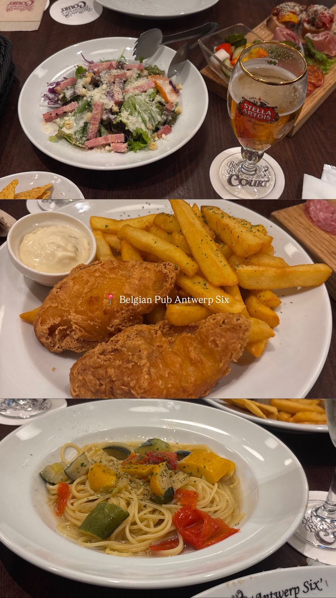 1304ef's tweet photo. 📍Belgian Pub Antwerp Six
万博のベルギー館のポテトが梅田で食べられると聞いて気になっていたお店。カリホクで美味しかった!
他のお料理も美味しくてお腹いっぱい大満足。
飲み放題付きコースが4000円なのも有難い。ステラアルトワ（ベルギーのビール）も飲み放題に入っていたので沢山飲んできた🍺 https://t.co/I8H0uYzUUW