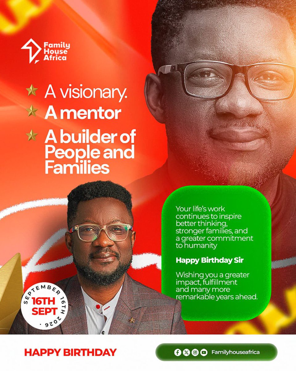 YourFamilyHouse's tweet photo. Today we celebrate Praise Fowowe, Founder and a leading voice in family life strategy. 

Thank you for your dedication to strengthening families and the impact you continue to make. 

Happy Birthday, PF! 🎉

#HappyBirthdayPF #PraiseFowowe #FamilyLife https://t.co/vBD2fiOcQk