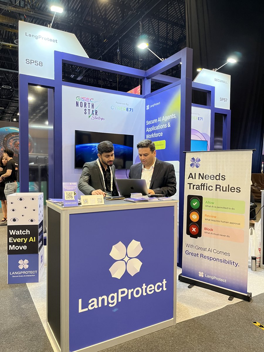 LangProtect's tweet photo. @GISECGlobal  2026 is live! 🇦🇪🔐

The LangProtect booth is ready. If you’re at GISEC, come meet the team at H1-SP58.

📍 Dubai Exhibition Centre

#GISEC2026 #AISecurity #CyberSecurity #LangProtect https://t.co/uryPrkwJE9
