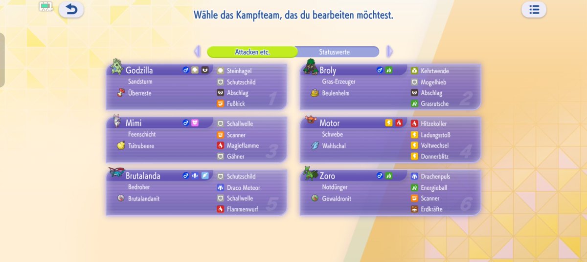 MattyMitsu's tweet photo. I've change some things in my team. 
I take Godzilla for the weather and psycho control, because A-Tales wasn't so good especially the most Steel and Fire Mons. Mimi is a very good allrounder and Yawn and Mystical Fire are good surprise Moves, too. M-Mence needs more Couvarage and Rilla has U-turn now, especially to get more momentum.
@VGCStrategies @Pokemon_Champs