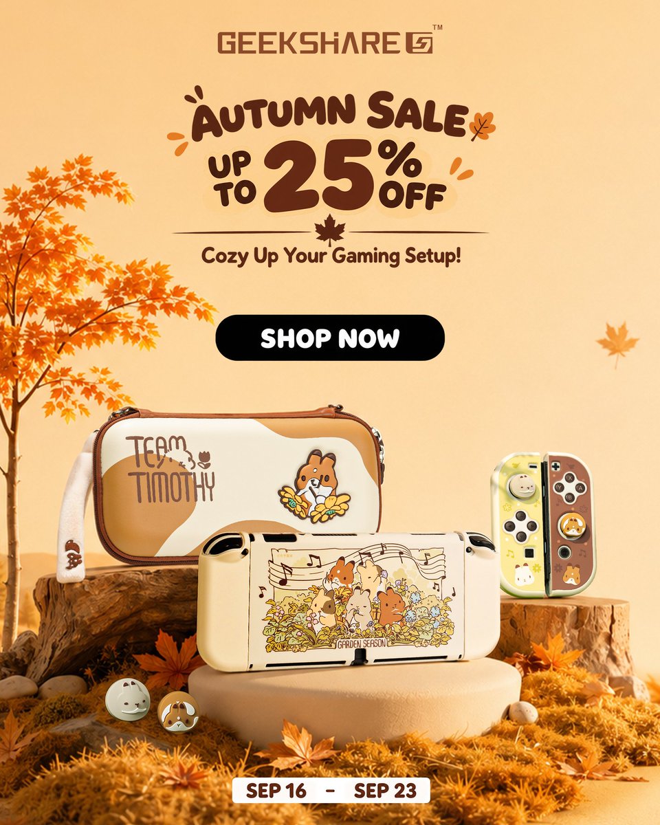 geekshareplus's tweet photo. 🍂 Autumn Sale is on!
Team Timothy, Brown Fuzzy, Calico Cat, and Cat JOJO are all on sale — up to 25% OFF! 🐰🐻🐱
https://t.co/Q8USBNcDmb

#geekshare #TeamTimothy #NintendoSwitch2 #gaminglife #switchaccessories #switch #gamer #gamingsetup #GamingAccessories #Nintendo https://t.co/PZziXRNmuw