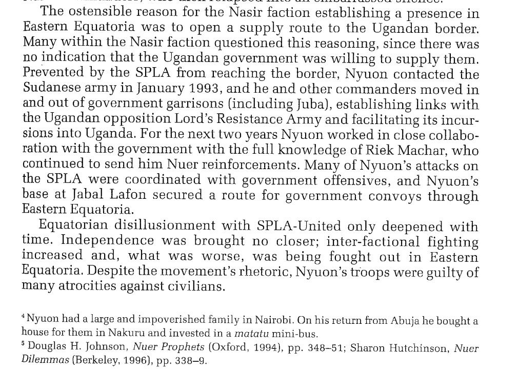 DrewPavlou's tweet photo. Oh my God bro, I'm fucking dead, Nyadol Nyuon's dad trafficked arms for JOSEPH KONY and the LORD'S RESISTANCE ARMY.

This is the lady who went on Australian national television and said white Australians had no culture - not only was her Dad a Sudanese warlord, HE WAS ALLIED WITH JOSEPH FUCKING KONY. 

I am dying bro, every time I dig further I uncover insane new details.

Basically I used Claude Code to set up a 4 hour research project scraping the internet for old obscure academic papers, reports and books on the history of the Sudanese Civil War.

From what I have learned, her father William Nyuon Bany took money from Omar al-Bashir's National Islamic Front government - the genocidal Islamist regime which prosecuted a religious and racial war against the people of South Sudan.

As part of this arrangement he established links with Joseph Kony's psychotic Lord's Resistance Army and facilitated their cross border incursions into Uganda. 

Kony was of course the subject of the infamous KONY 2012 social media campaign after being indicted by the ICC for war crimes and crimes against humanity.

Designated as a terrorist group by the US, UK, EU and the UN Peacekeepers, Kony's LRA stands accused of ordering the abduction of tens of thousands of children to become child soldiers and sex slaves.

Nyadol Nyuon's dad was de facto allied with him. They were both proxy forces for Omar Bashir's Islamist regime, so they worked together and established logistical support networks in support of each other.

Amazing. How does it keep getting more insane?