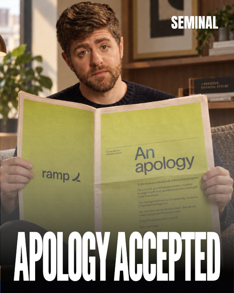 Seminalworld's tweet photo. @tryramp has officially landed in the UK, bringing its corporate cards, expense management and AI-powered finance platform to London.

With 70,000+ businesses already using Ramp globally, the $44B fintech is making its UK arrival known with its 
“Sorry We’re Late” campaign.

Looking good mate! cc: @eglyman 

Check out https://t.co/JOuGp2Ssn9