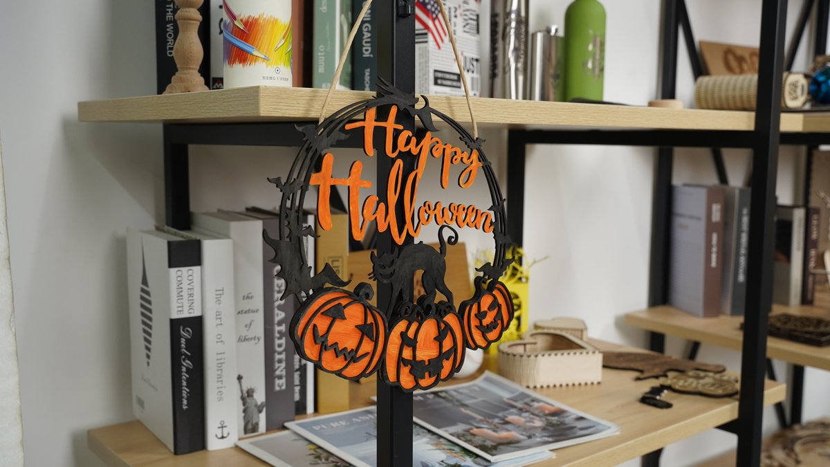 IKIEROffical's tweet photo. POV: Your Halloween decorations are about to get a DIY upgrade. 🎃

Starting with a simple piece of wood, we used IKIER to create these pumpkin-inspired home decorations — perfect for adding a little spooky charm to your space. 🧡

What should we make for Halloween next? 
#IKIER https://t.co/bvsPnQeLOx