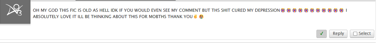 ScribbleWolfe's tweet photo. Sometimes people ask, "Do AO3 authors read their comments?"
In my case, I do. I don't expect any type of feedback after I publish a fic, since I treated this as a hobby than a job. But when I do get comments, it's fun to read and some comments are very dear to me. https://t.co/x3DXxUs7wZ