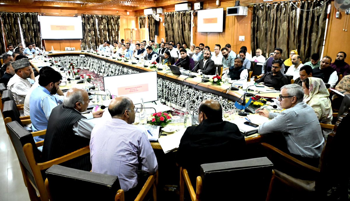 CM_JnK's tweet photo. Chief Minister today chaired a comprehensive review meeting in Pulwama to assess the progress of developmental works across the district. He directed the concerned departments to expedite ongoing projects and assured priority attention to the district’s key developmental requirements.

The meeting was attended by Deputy Chief Minister, Ministers, Advisor to CM, local MLAs and senior officers of the administration.

During the visit, the Chief Minister also dedicated to the people development projects worth ₹86 crore across key sectors, including infrastructure, agriculture, school education, health and tribal welfare.