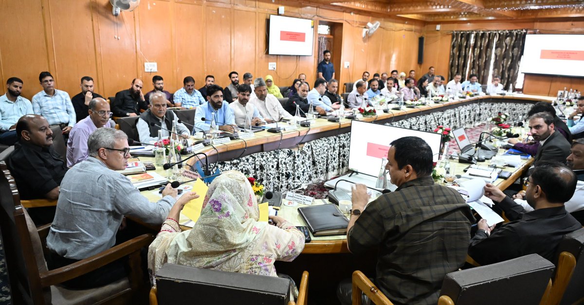 CM_JnK's tweet photo. Chief Minister today chaired a comprehensive review meeting in Pulwama to assess the progress of developmental works across the district. He directed the concerned departments to expedite ongoing projects and assured priority attention to the district’s key developmental requirements.

The meeting was attended by Deputy Chief Minister, Ministers, Advisor to CM, local MLAs and senior officers of the administration.

During the visit, the Chief Minister also dedicated to the people development projects worth ₹86 crore across key sectors, including infrastructure, agriculture, school education, health and tribal welfare.