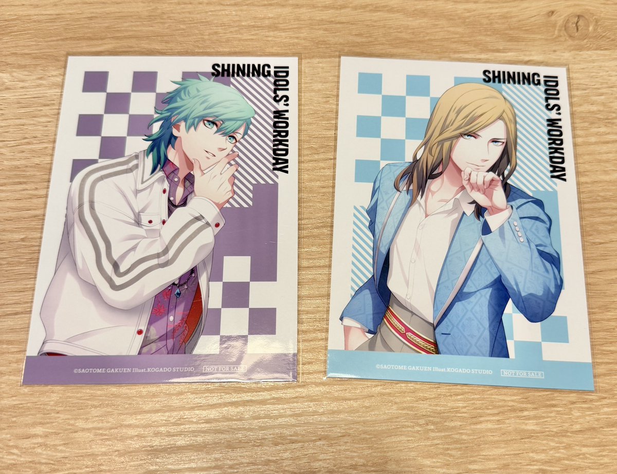 mattya_kka's tweet photo. 【交換】うたプリ　SHINING IDOLS' WORKDAY   ブロマイド　特典

【譲】藍、カミュ

【求】翔

郵送での交換希望です。よろしくお願いします。 https://t.co/IRUb8t2FZp