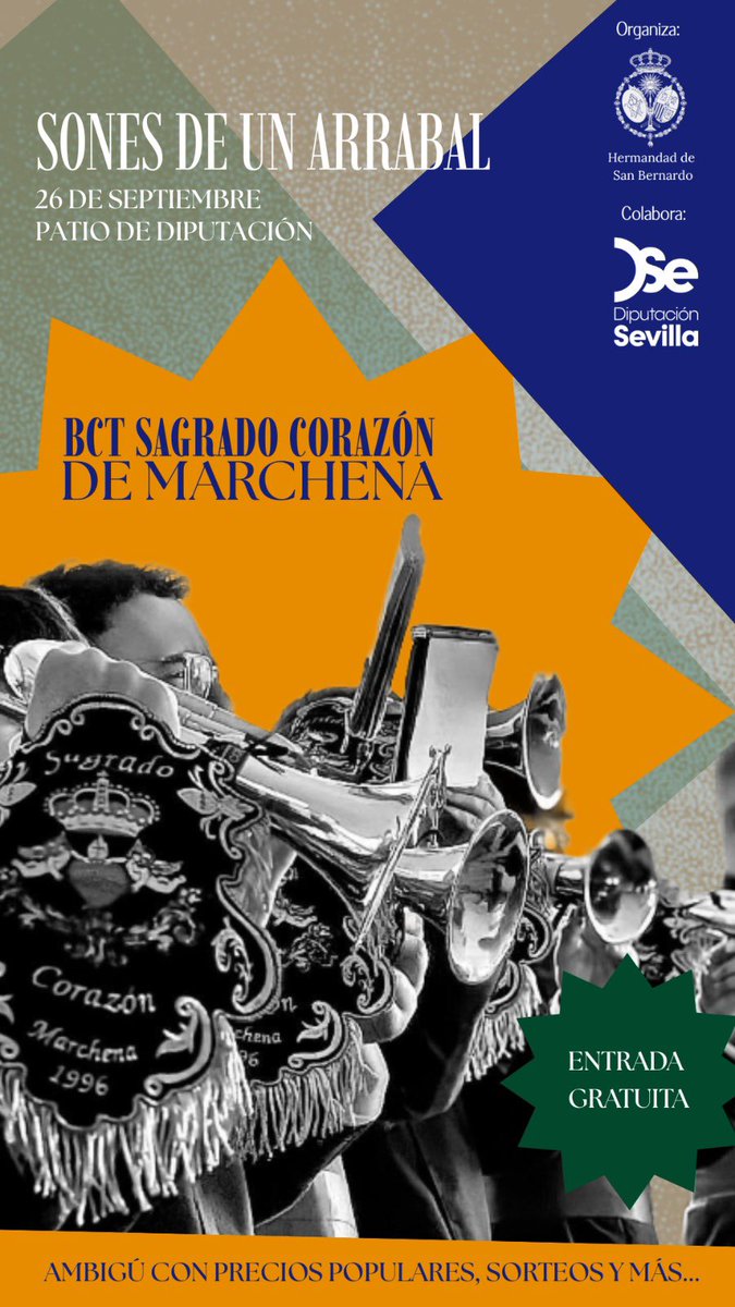 hdadsbernardo's tweet photo. ⚫️🟣 A diez días del Certamen Sones de un Arrabal, que se celebrará en el Patio de la @DIPUSEVI el 26 de septiembre, seguimos anunciando bandas.

✅ @SangreSanBenito 

✅ Juvenil @AgrupacionVR 

✅ Sagrado Corazón de Marchena https://t.co/I9TnZu068a