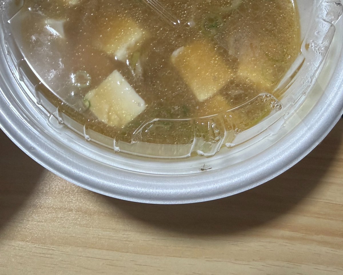 hebiichi's tweet photo. 松屋さん…さすがにコレは…
衛生的にどうなの？

フタす���とき、ちゃんと確認してる？
こんなの出して大丈夫？

今日は外国人スタッフばかりだったし、文句言っても通用しないと思って、食べずに捨てたわ。

#松屋
#豚汁
#虫入り https://t.co/lsZ7IKAnIY
